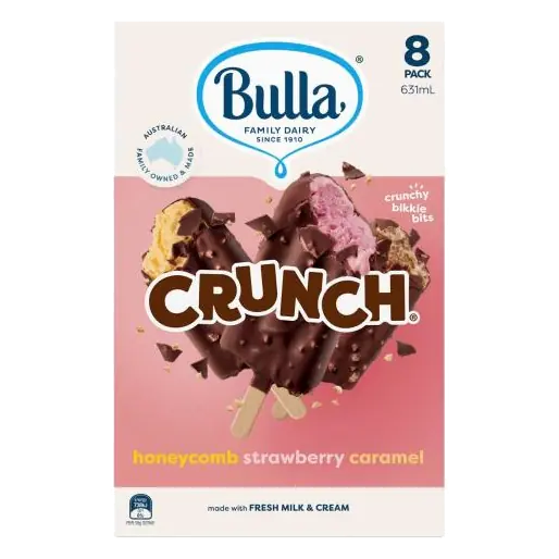 Honeycomb, Strawberry & Caramel Crunch Ice Cream Sticks 8 Pack