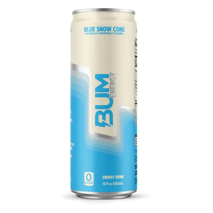 BUM Energy Drink Blue Snow Cone, 12 fl oz: Caffeinated, Sugar-Free