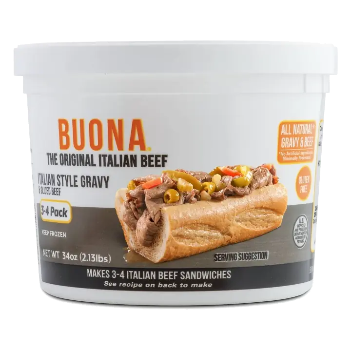 Buona USDA Choice All Natural Italian Beef Gravy Tub - Frozen - 34oz