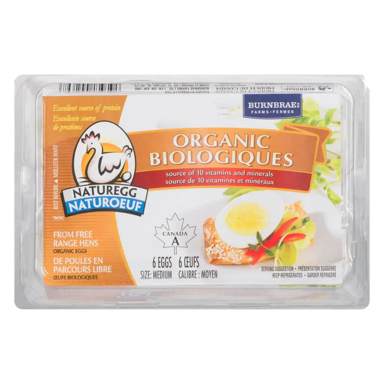 Naturegg Organic Eggs Free Range Hens Medium 6 Count