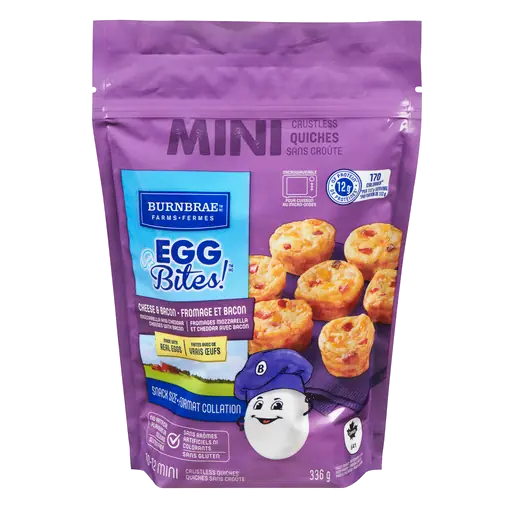 Frozen Egg Bites Mini Crustless Quiches Cheese & Bacon 336 g