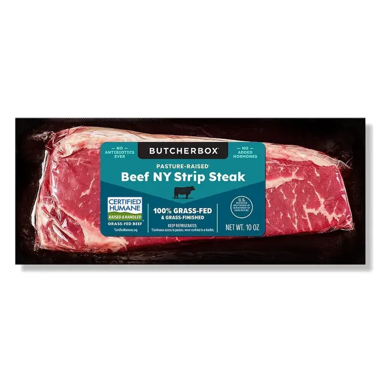 ButcherBox Grass Fed Beef New York Strip Loin Steak, 10oz