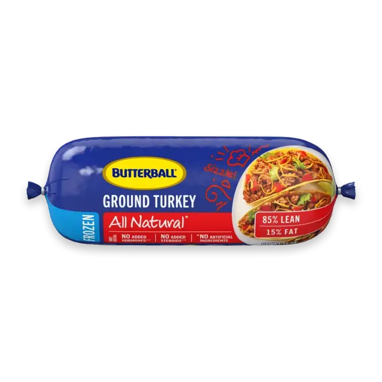 All Natural 85% Lean/15% Fat Frozen Ground Turkey Roll