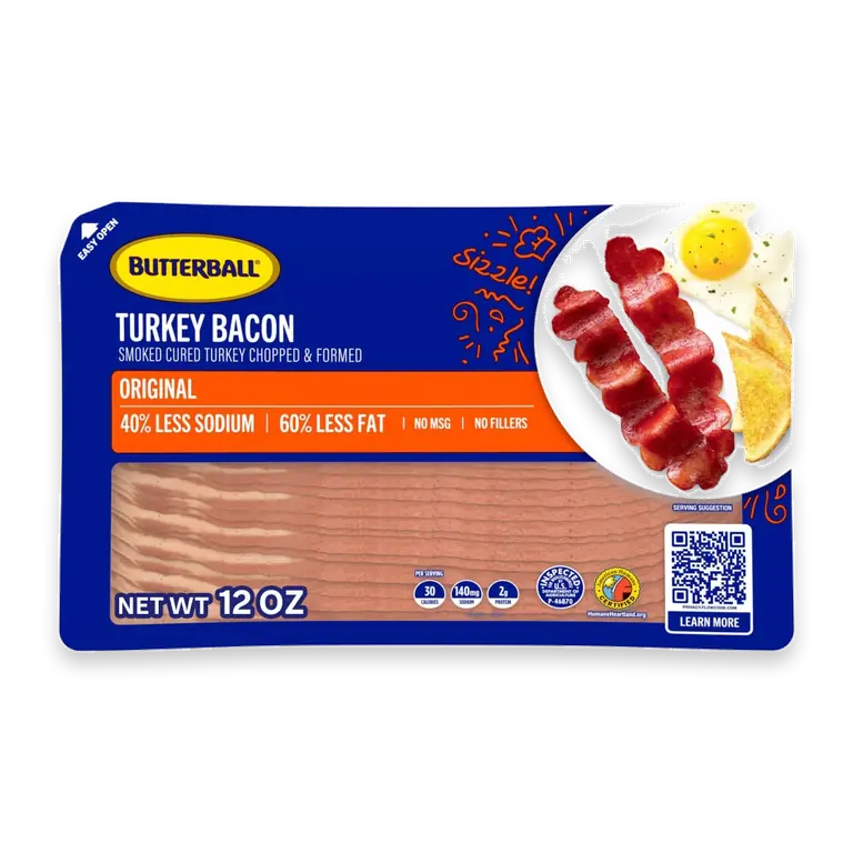 Turkey Bacon, Original, Smoke-Cured, Chopped and Formed, 12 oz