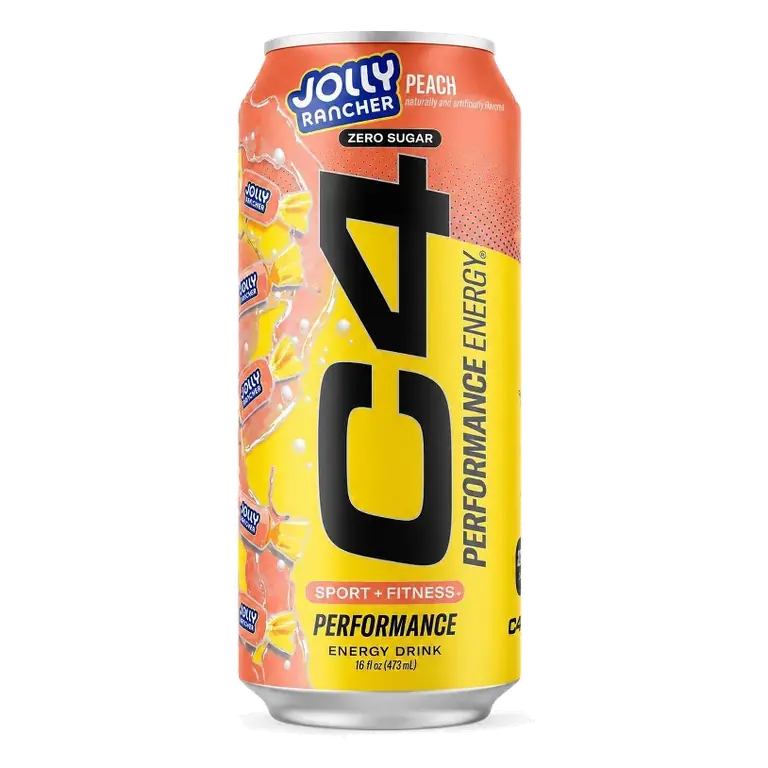 C4 Performance Jolly Rancher Peach Energy Drink, 16 fl oz: Caffeinated