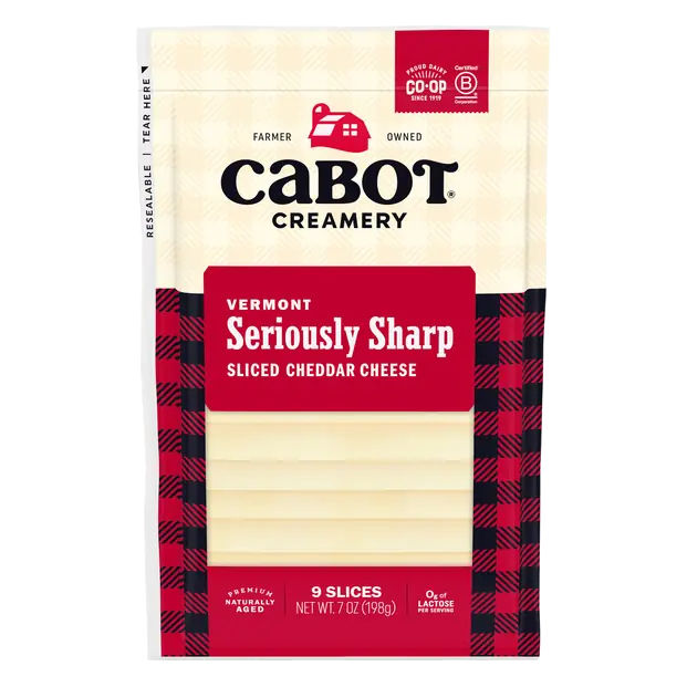 Aged Vermont Seriously Sharp White Cheddar Cheese Slices - 9 ct