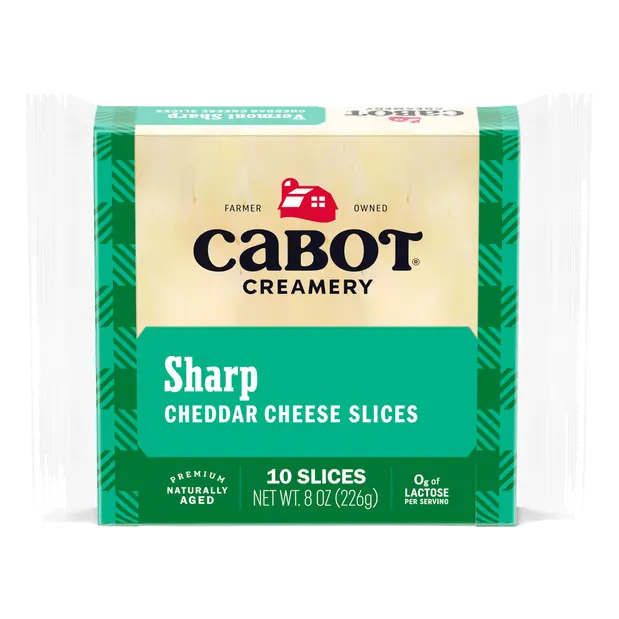 Aged Vermont Sharp Cheddar Cheese Slices - 10 ct