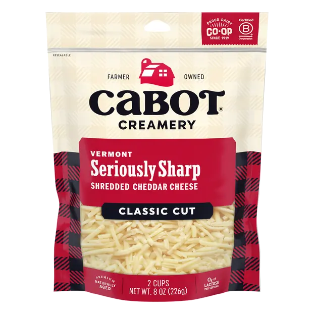 Creamery Classic Cut Shredded Vermont Seriously Sharp Cheddar Cheese