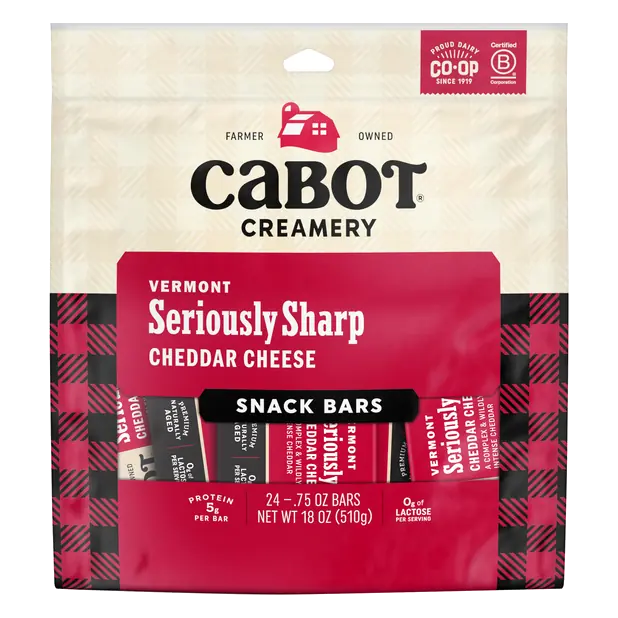 Vermont Seriously Sharp Cheddar Cheese Snack-Sized Bars - 24 ct