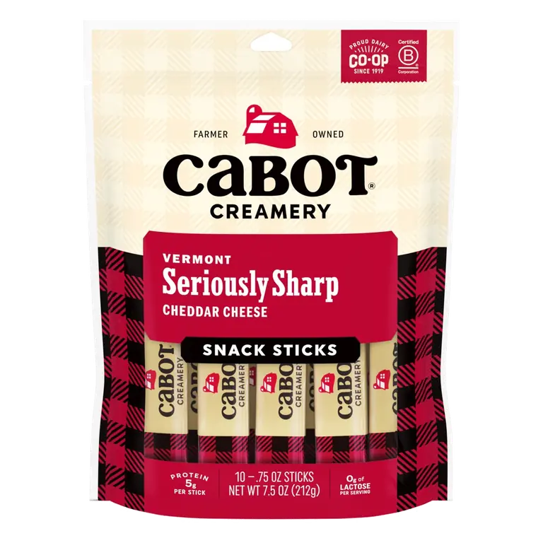 Vermont Seriously Sharp Cheddar Cheese Snack Sticks