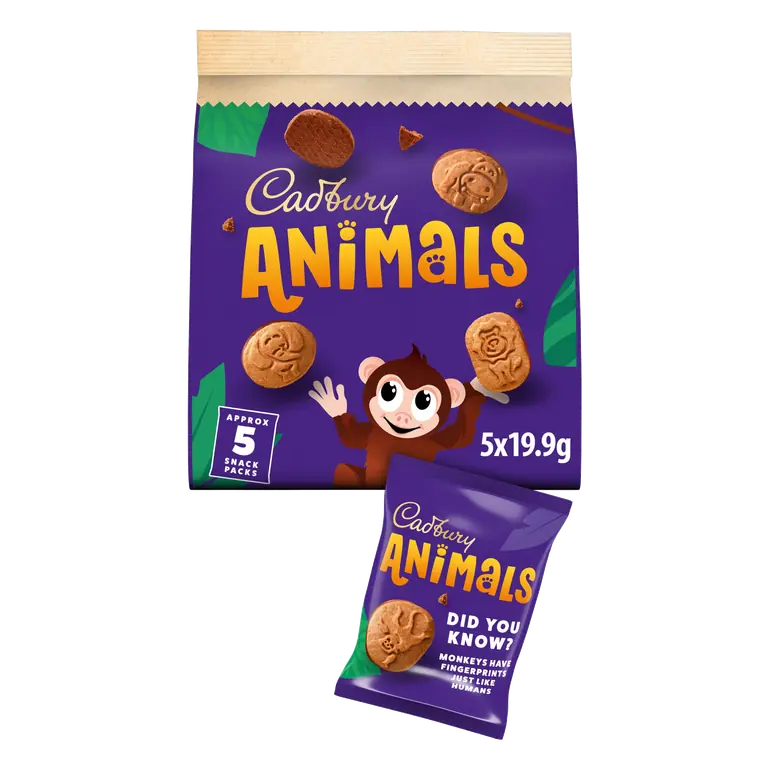 Cadbury Animals Milk Chocolate Biscuits 5 pack Multipack 99.5 g