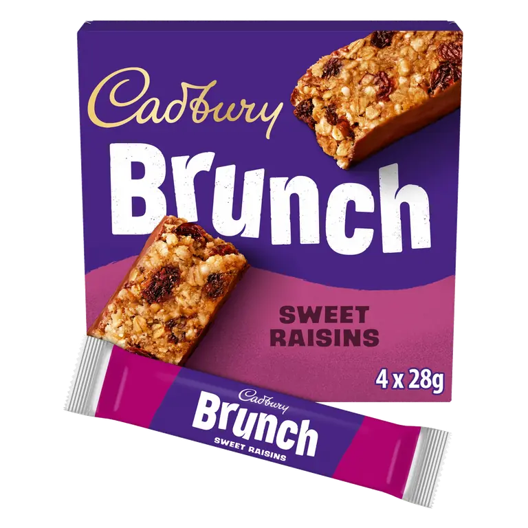 Cadbury Brunch Oats Raisin Chocolate Cereal Bars, 4 Pack Multipack 112g (4 x 28g)