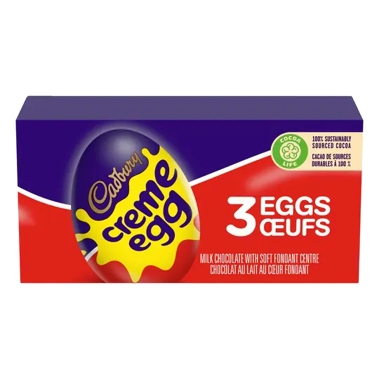 Creme Eggs Milk Chocolate With Soft Fondant Centre Candy 3 Pieces 102 g