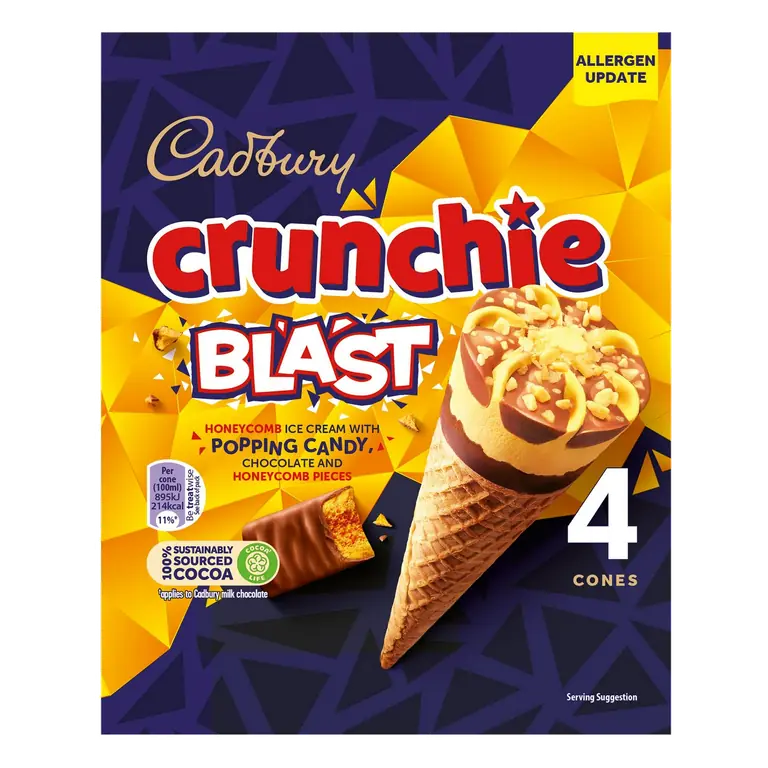 Crunchie Blast Ice Cream Cone 4x100ml