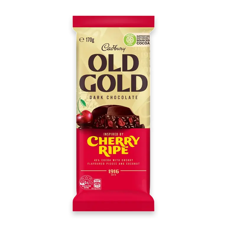 Old Gold Cherry Ripe Dark Chocolate Block
