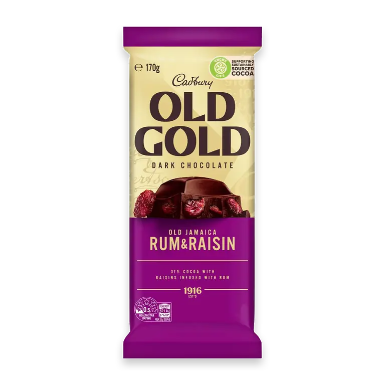 Old Gold Jamaica Rum & Raisin Dark Chocolate Block