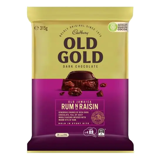 Old Gold Rum And Raisin Dark Chocolate Large Block