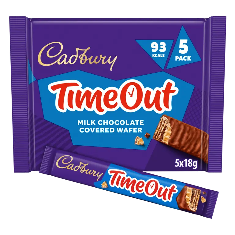 Cadbury Timeout 5-pack Milk Chocolate Wafer Biscuit Bars Multipack (5x 18g bars) 90 g