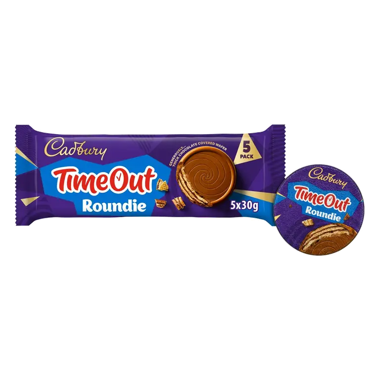 Timeout 5 x 30g Roundie Milk Chocolate Multipack Wafer Biscuit Bars