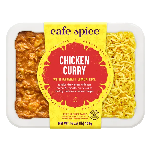 Indian Cuisine Chicken Curry with Lemon Rice Mild Spice Level