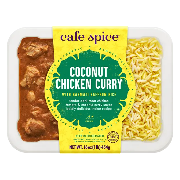 Indian Cuisine Coconut Chicken Curry w/Saffron Rice Med Spice