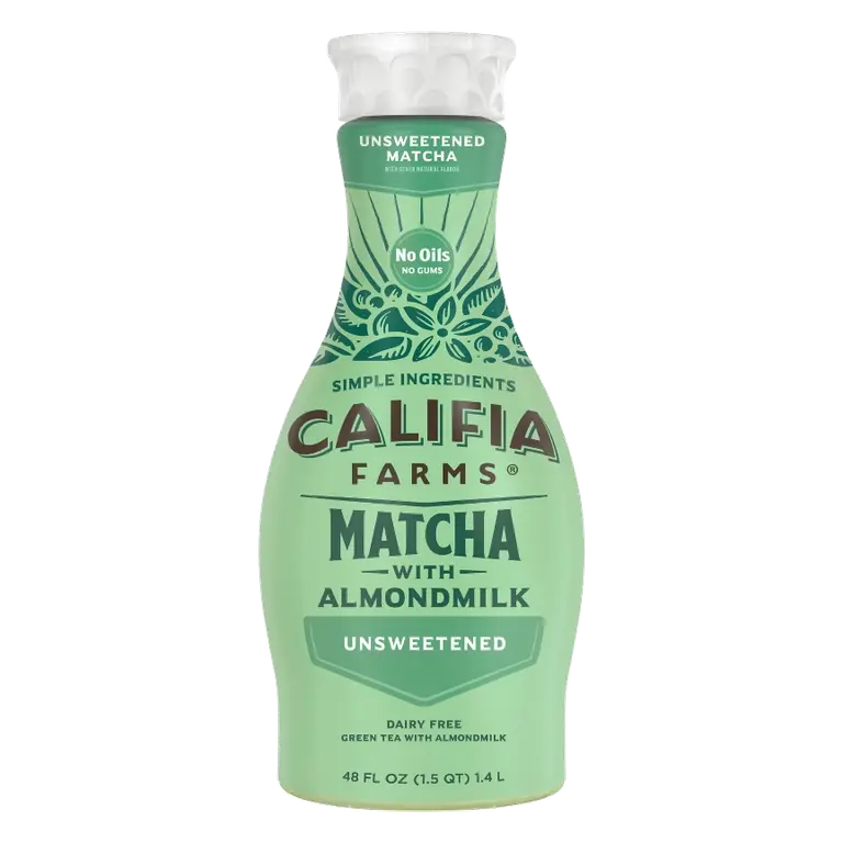 Califia Farms Unsweetened Matcha with Almondmilk, 48 fl oz: Caffeinated, Vegan