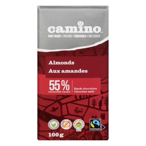 Organic Dark Chocolate Bar Almonds Cacao 100 g