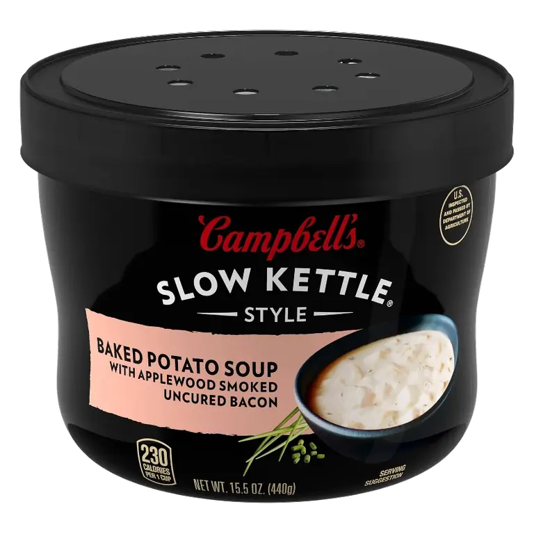 Campbell's Slow Kettle Style Baked Potato with Bacon Soup Microwaveable Bowl, 15.5oz: No Artificial Colors, No High Fructose Corn Syrup