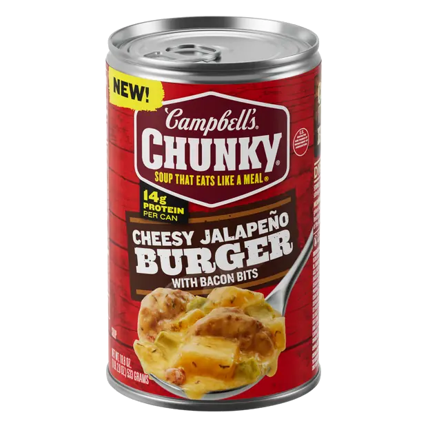 Cheesy Jalapeno Burger Soup with Bacon Bits