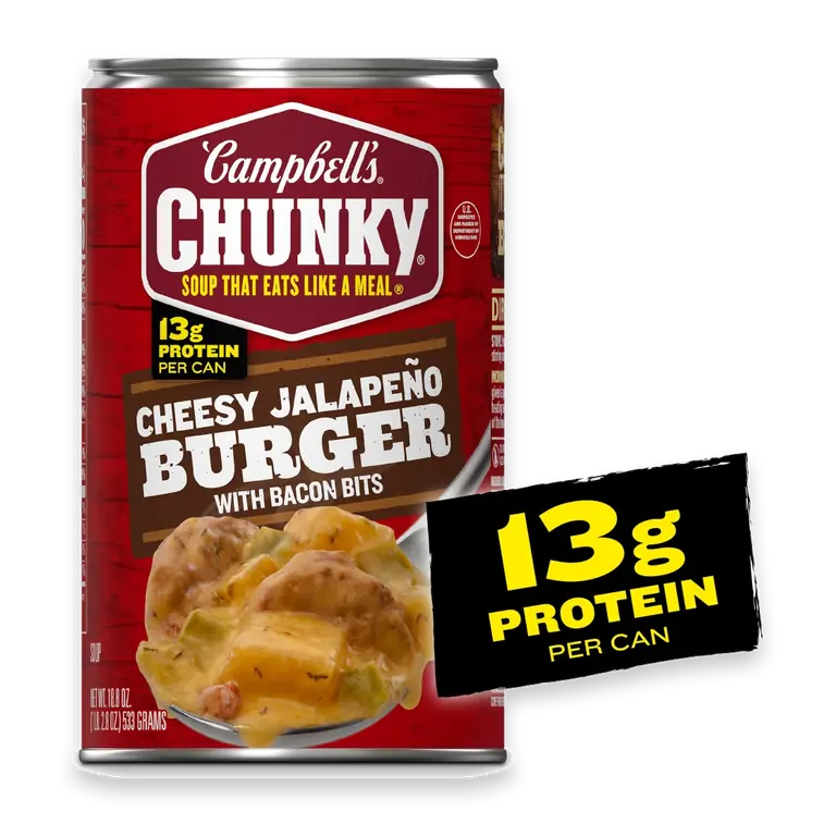 Chunky Cheesy Jalapeno Burger with Bacon Bits Soup