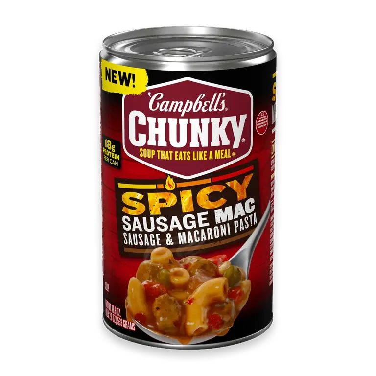 Chunky Spicy Sausage Mac Soup Can