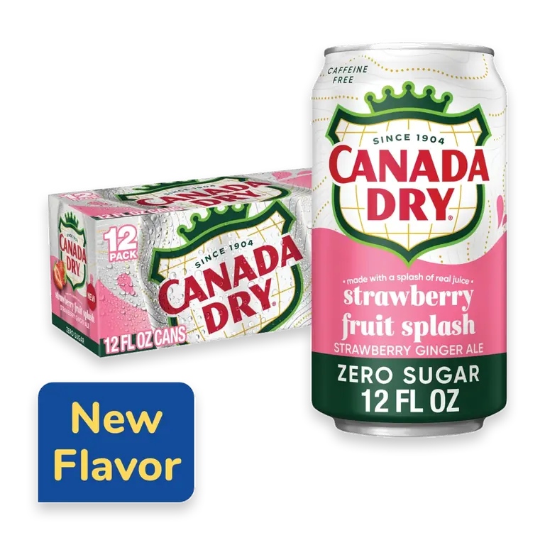Fruit Splash Strawberry Ginger Ale Zero Sugar Soda Cans