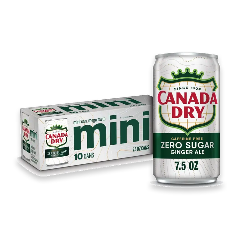 Zero Sugar Ginger Ale Soda, 7.5 Fl Oz Mini Cans, 10 Pack