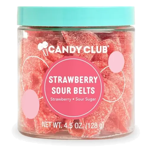 Candy Club Strawberry Sour Belts, 4.5oz