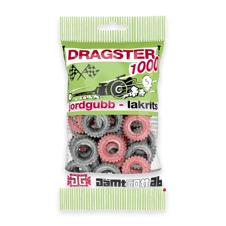 Godispåse Jordgubb & lakrits 65g Dragster