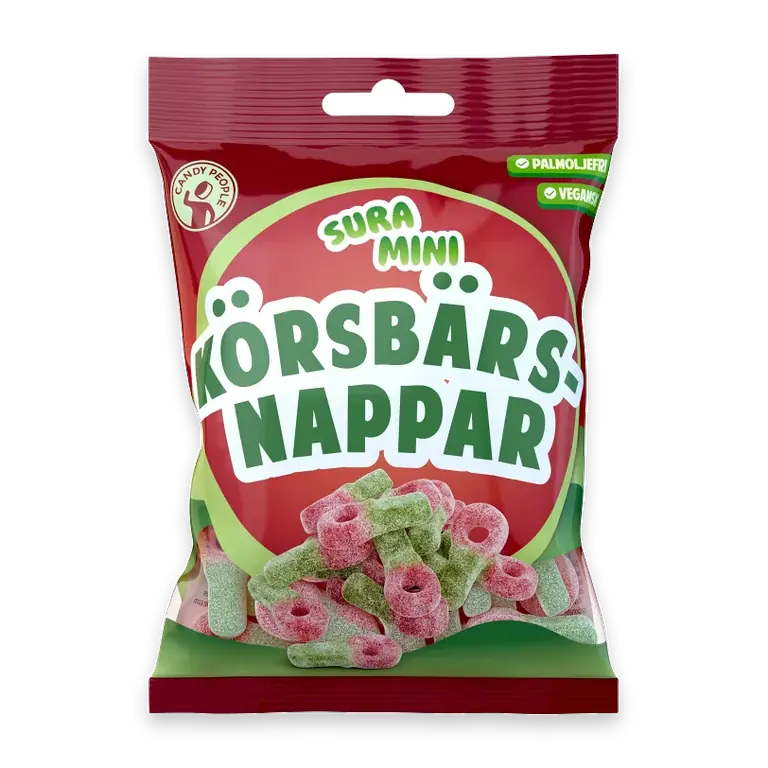 Vingummin Sura Mini Körsbärsnappar 70g