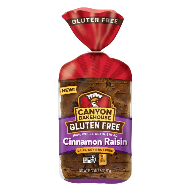 Gluten Free Whole Grain Cinnamon Raisin Bread Sliced
