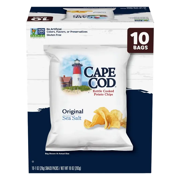 Cape Cod Potato Chips Original Kettle Chips Snacks, 10oz10ct