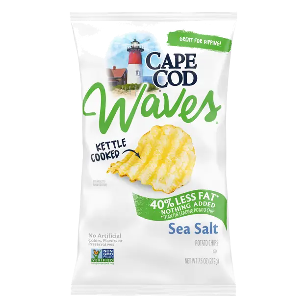 Waves 40% Less Fat Sea Salt Kettle Cooked Potato Chips