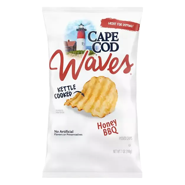 Waves Potato Chips, Kettle Cooked, Honey BBQ