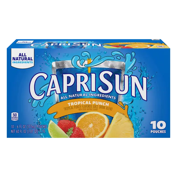 All Natural Tropical Punch Juice Drink Pouches - 10 pk