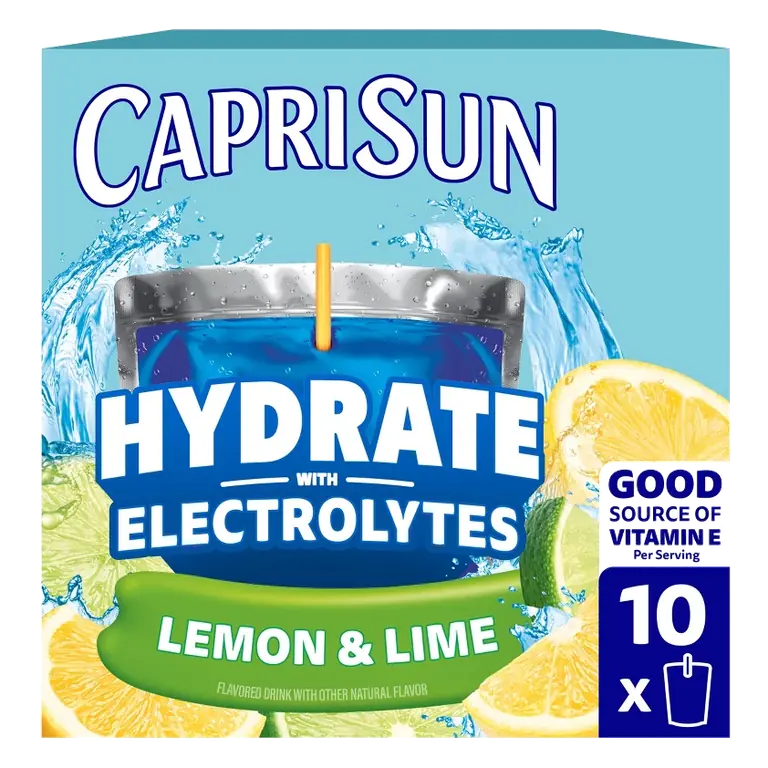 Capri Sun Hydrate Lemon Lime Juice Boxes, 10pk/6 fl oz Pouches