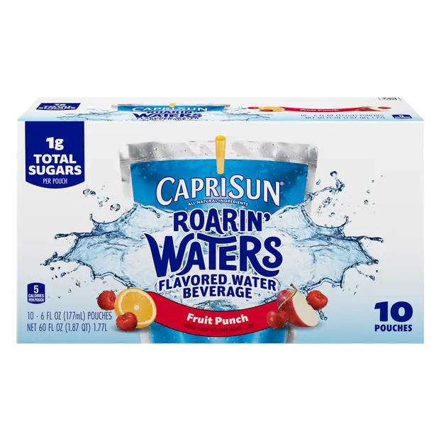 Roarin' Waters Fruit Punch Flavored Beverage Pouches - 10 pk
