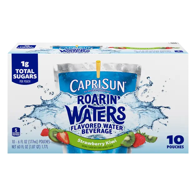 Roarin' Waters Strawberry Kiwi Flavored Beverage Pouches - 10 pk