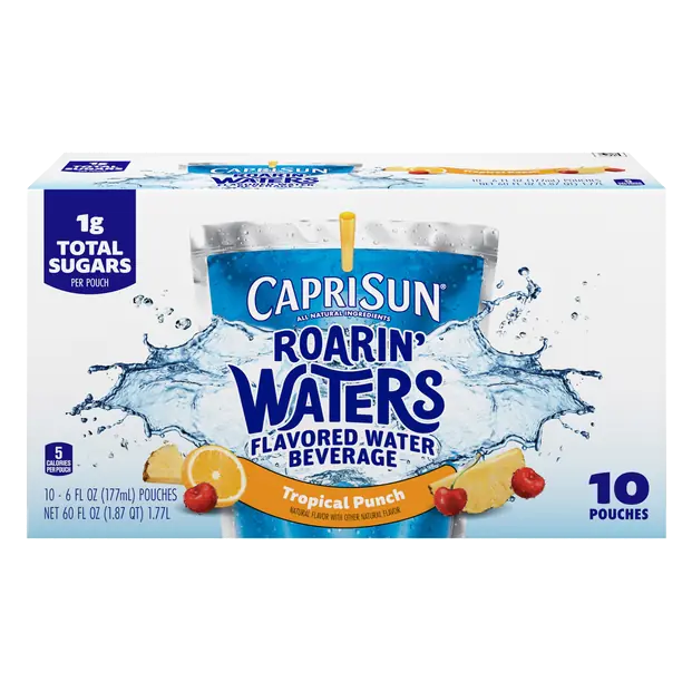 Roarin' Waters Tropical Flavored Beverage Pouches - 10 pk