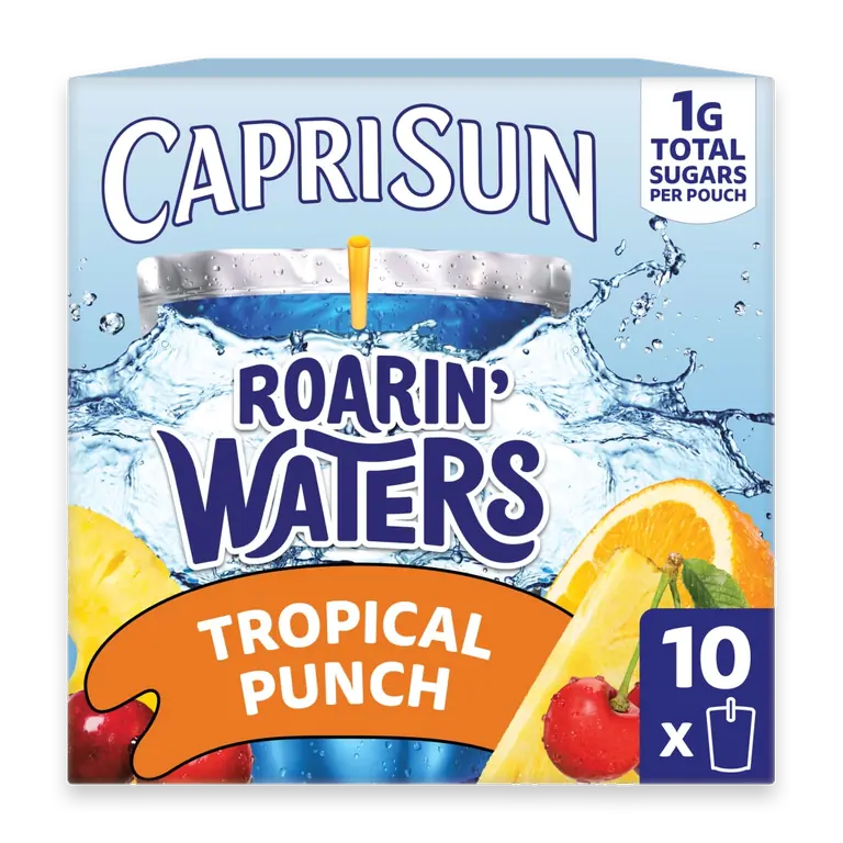 Roarin' Waters Tropical Tide Flavored Water Kids Drink Pouches