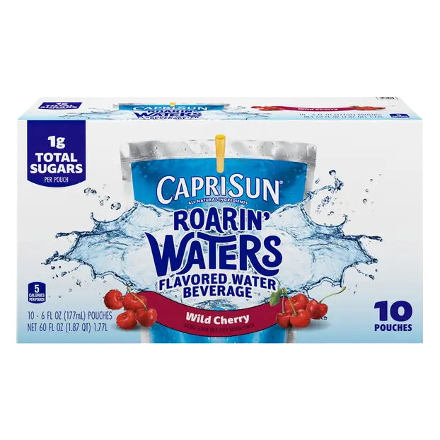 Roarin' Waters Wild Cherry Flavored Beverage Pouches - 10 pk
