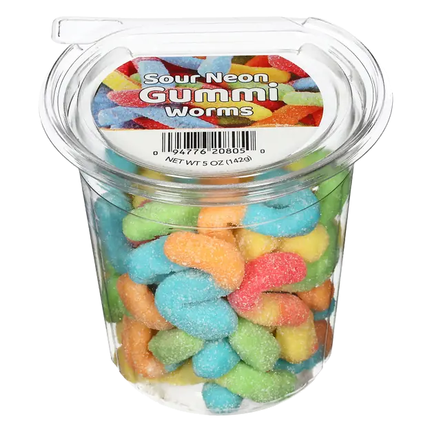 Car Cup Sour Neon Gummi Worms 5 oz