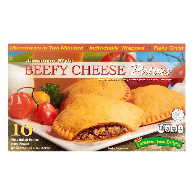 Jamaican Style Beefy Cheese Patties, Beef; Cheese
