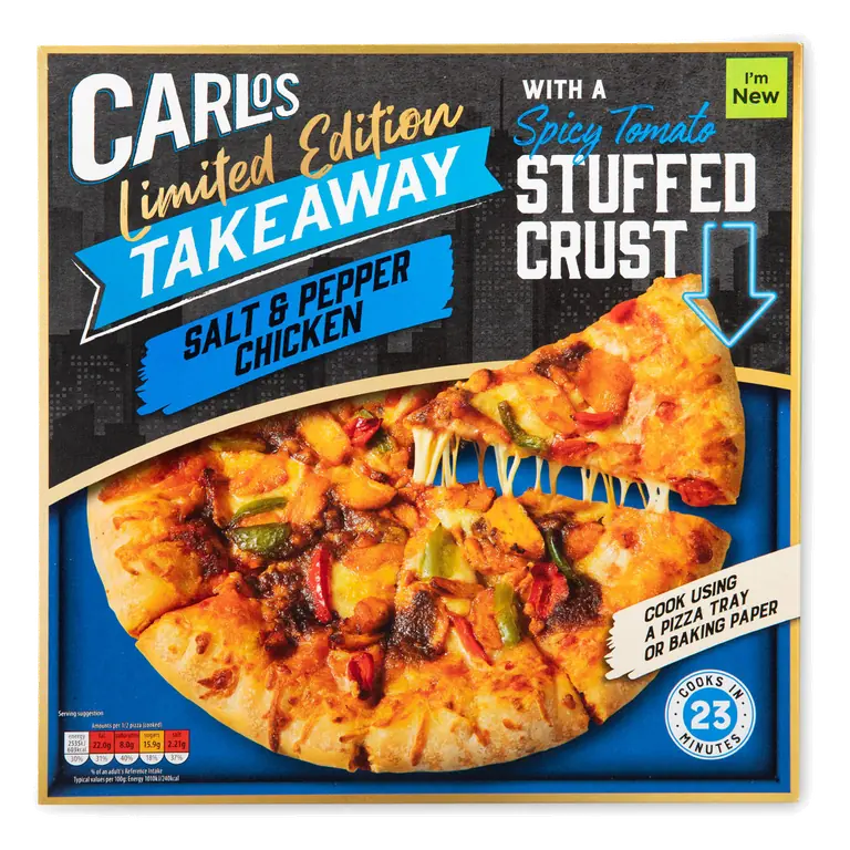 Limited Edition Takeaway Salt & Pepper Chicken Pizza with a Spicy Tomato Stuffed Crust